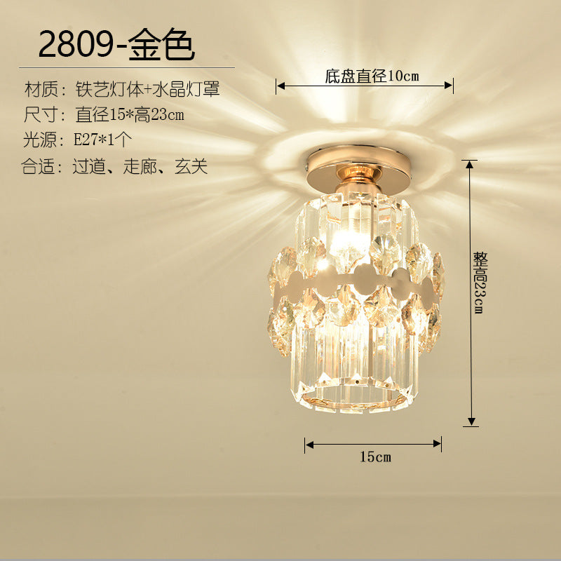 [Strict selection] American crystal small chandelier corridor decorative lighting entrance cloakroom ceiling modern LED light
