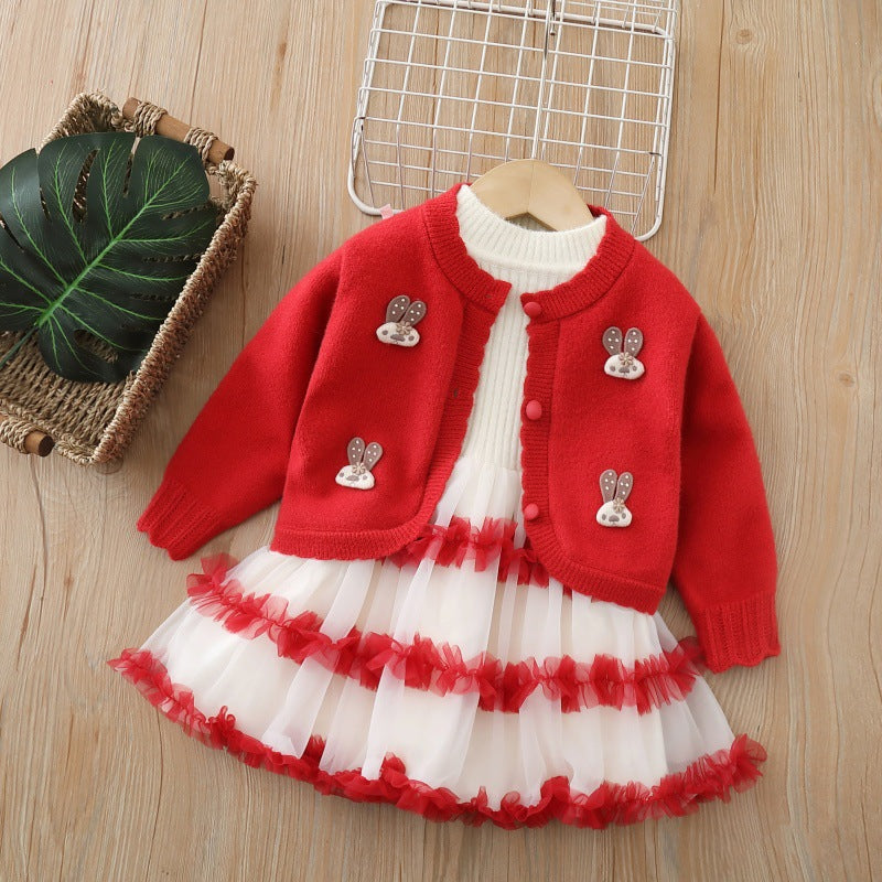 Girls' sweater dress and cardigan set - chanel-inspired princess outfit - new autumn/winter  collection