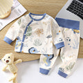 Newborn baby underwear set, all-cotton seamless thermal underwear, cute cartoon design, high-waisted pants for baby, belly protection