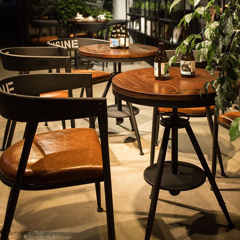 Milk tea shop table and chair combination, cafe/bar dining table and chairs, lounge bar negotiation small round table, reception solid wood balcony dining table