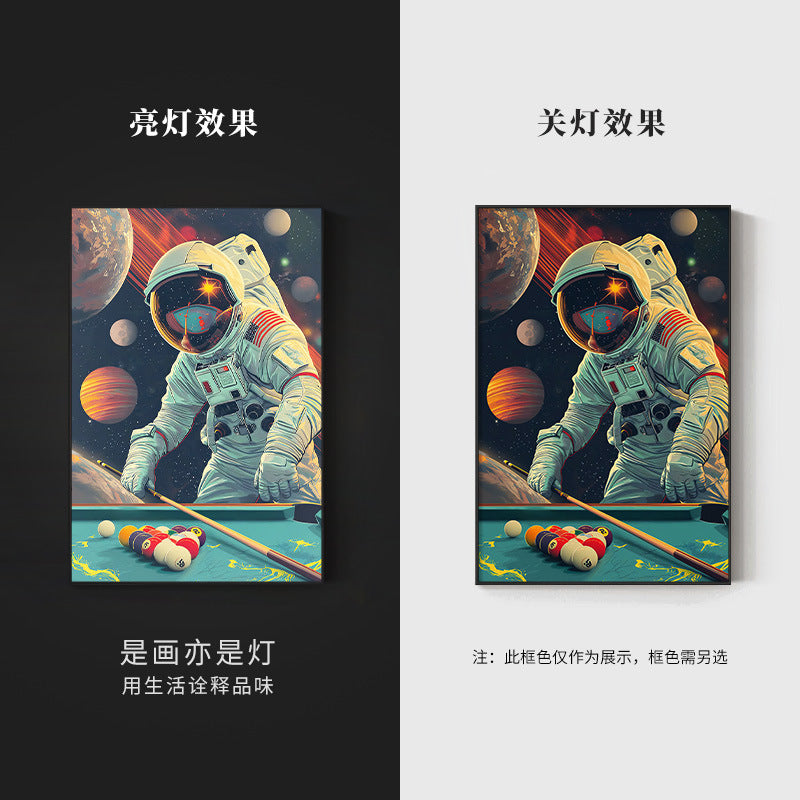 Black eight ball astronaut billiard hall wall decoration painting luminous billiard room hanging painting chess and card club atmosphere light painting