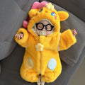 Baby cartoon clothes winterthickenedheattech jumpsuit baby winter clothes super cute rompersfleece-lined haki rompers