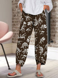 new  wide-leg pants: relaxed fit, cotton linen blend, printed, pocketed, elastic waist, cropped length - women's - in stock