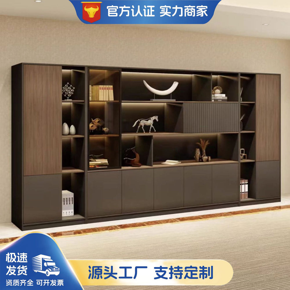 Office bookcase boss background cabinet file cabinet wooden information cabinet storage storage wall floor cabinet