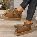 Plus size women's snow boots for export - new autumn/winter  collection: fleece-lined, extra thick, warm, slip-on cotton shoes with bow detail