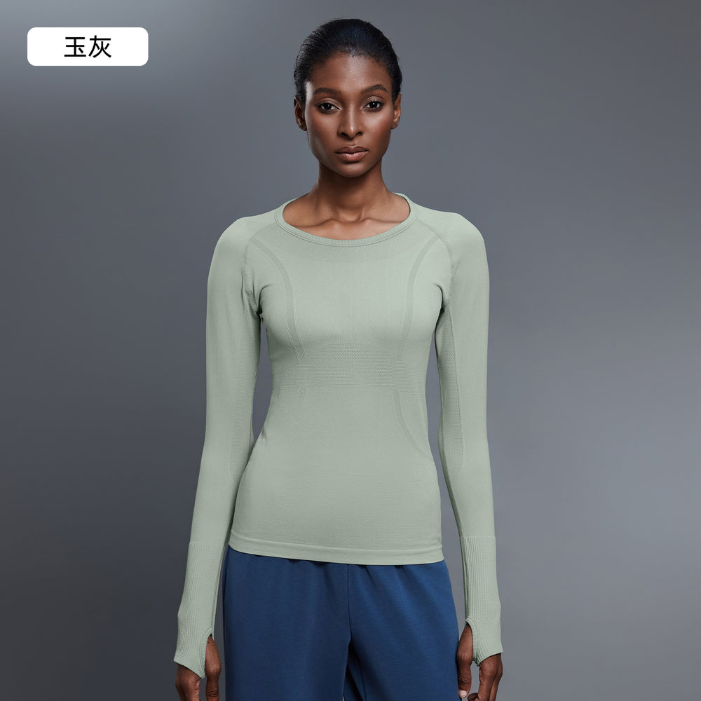 D19083: diqian apparel new seamless yoga top - women's long sleeve activewear for running, comfort, breathability, and fitness