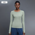 D19083: diqian apparel new seamless yoga top - women's long sleeve activewear for running, comfort, breathability, and fitness