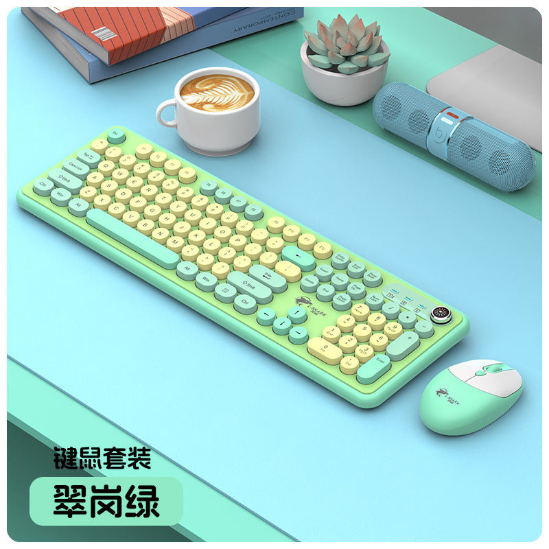 Dragon guardian t801a wireless keyboard and mouse combo - punk style keyboard with knob for desktop and laptop office use
