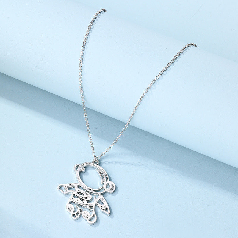 Wholesale disco sweater chains, european and american cross-border jewelry, astronaut stainless steel necklaces, unisex versatile chokers