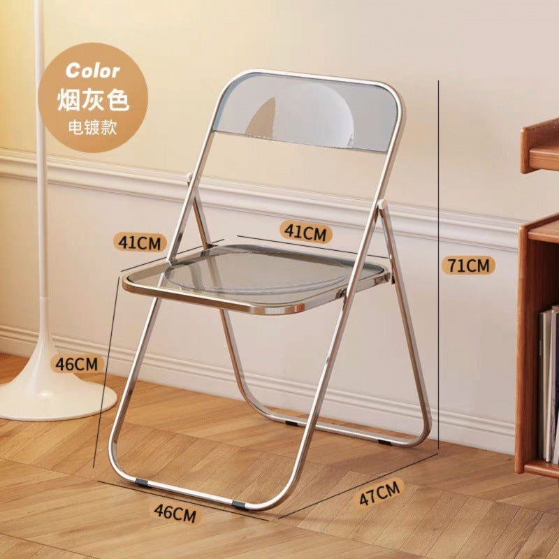 Transparent acrylic chair folding chair simple portable photo folding stool ins style popular makeup chair for home