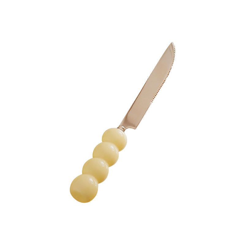 Luxury thickened ceramic handle cutlery set - high-end tableware, food-grade stainless steel forks and spoons for hotels, restaurants, wholesale