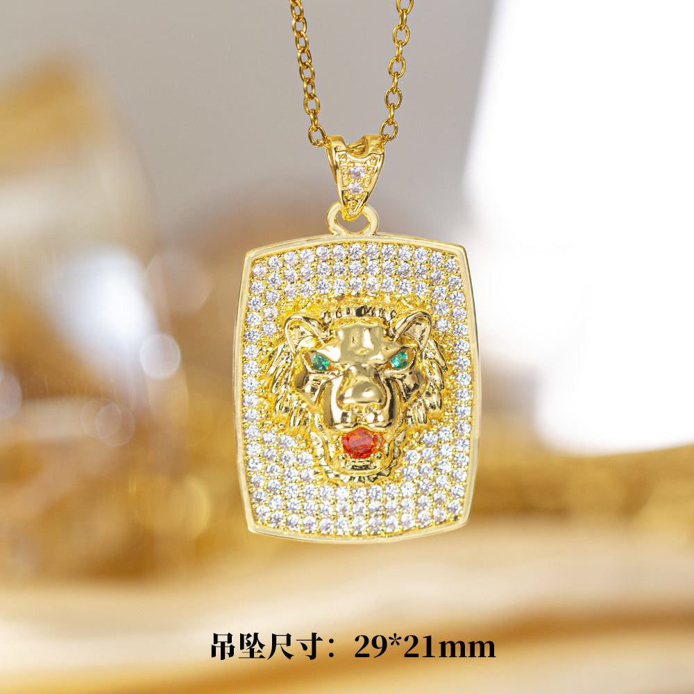 [titanium steel] cross-border popular copper micro-embedded necklace for women, stainless steel gold-plated electroplated high-end exquisite clavicle chain jewelry