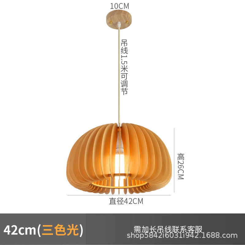 Zhongshan lighting manufacturers creative minimalist study restaurant B & B bar living room Nordic bedroom wood pumpkin chandelier