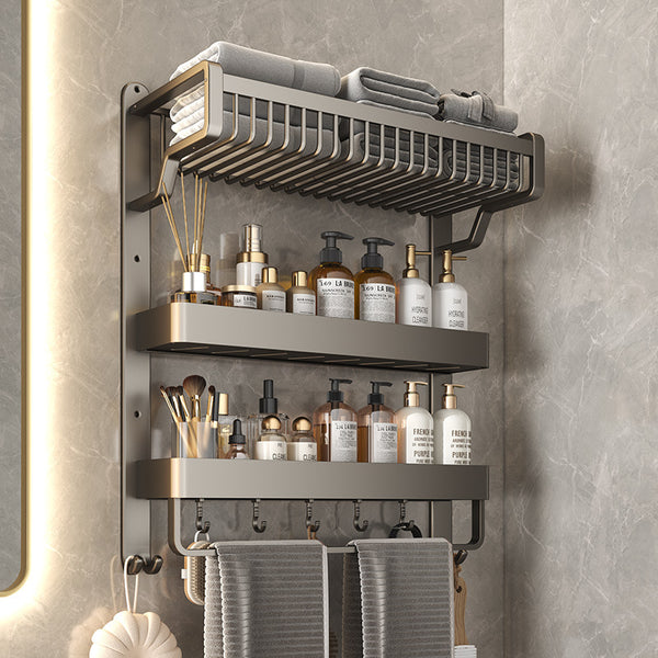 Toilet rack, bathroom toilet net basket, towel rack, no punching, hand washing, bath towel rack, three layers.