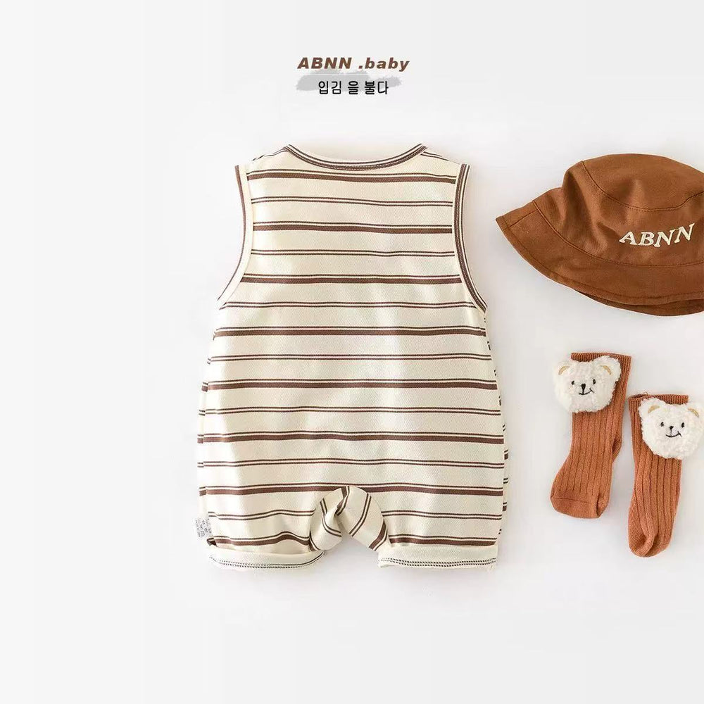 Summer infant clothes baby fashionable striped thin vest romper super cute infant onesie outing clothes