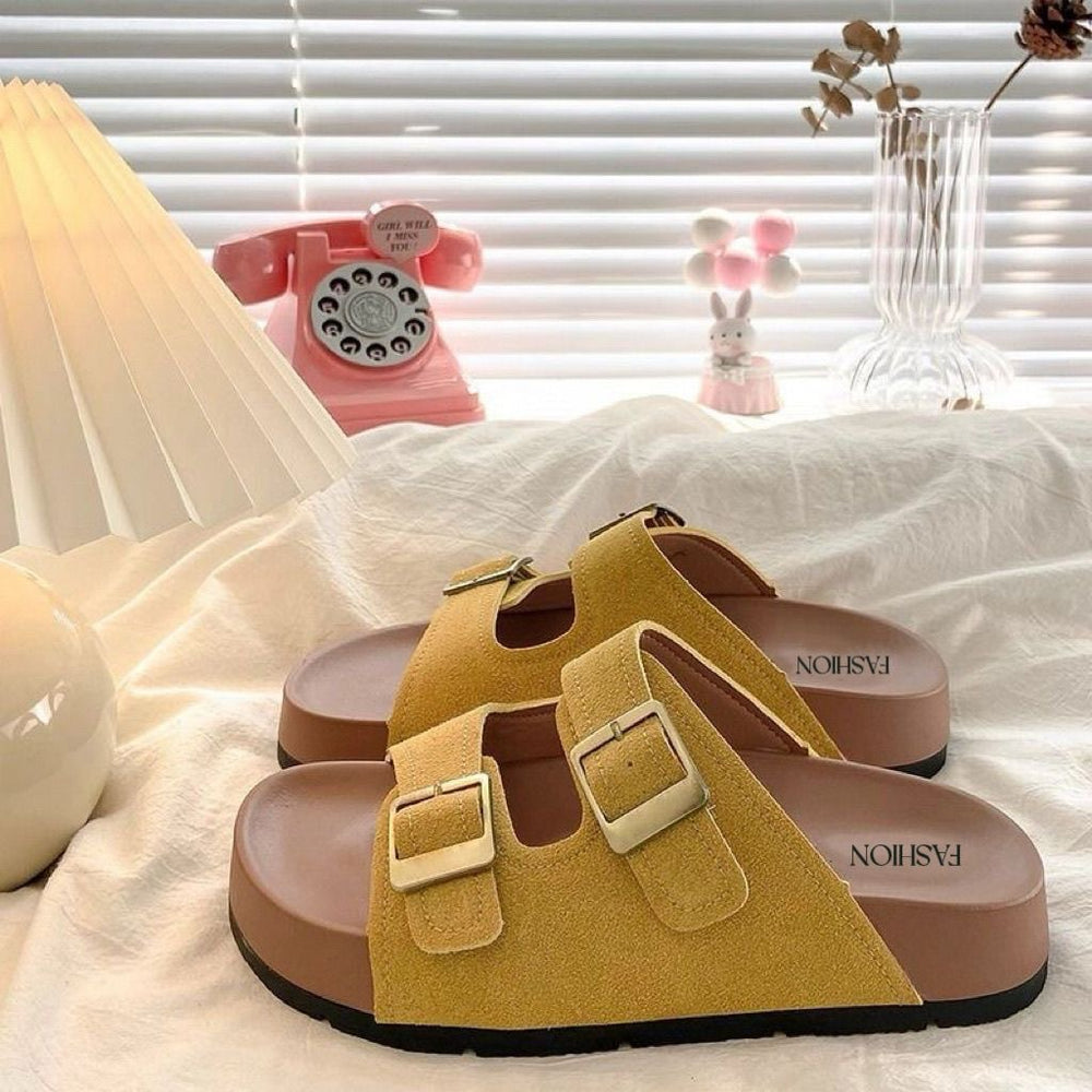 Super hot birkenstock half slippers women's summer outwear 2025 spring new arrivalfashion sandals thick sole heightened sandals