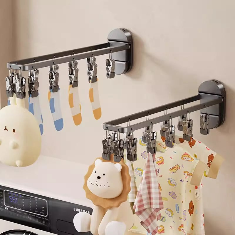 Suction cup clothes drying rack baby student foldable windproof socks clip balcony clothes drying rack underwear towel drying handy gadget