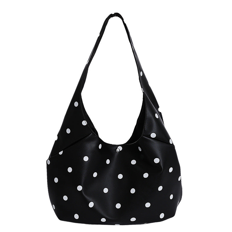 2025 new korean style ins polka dot shoulder bag - large capacity, fashionable, minimalist, versatile crossbody bag for commuting women