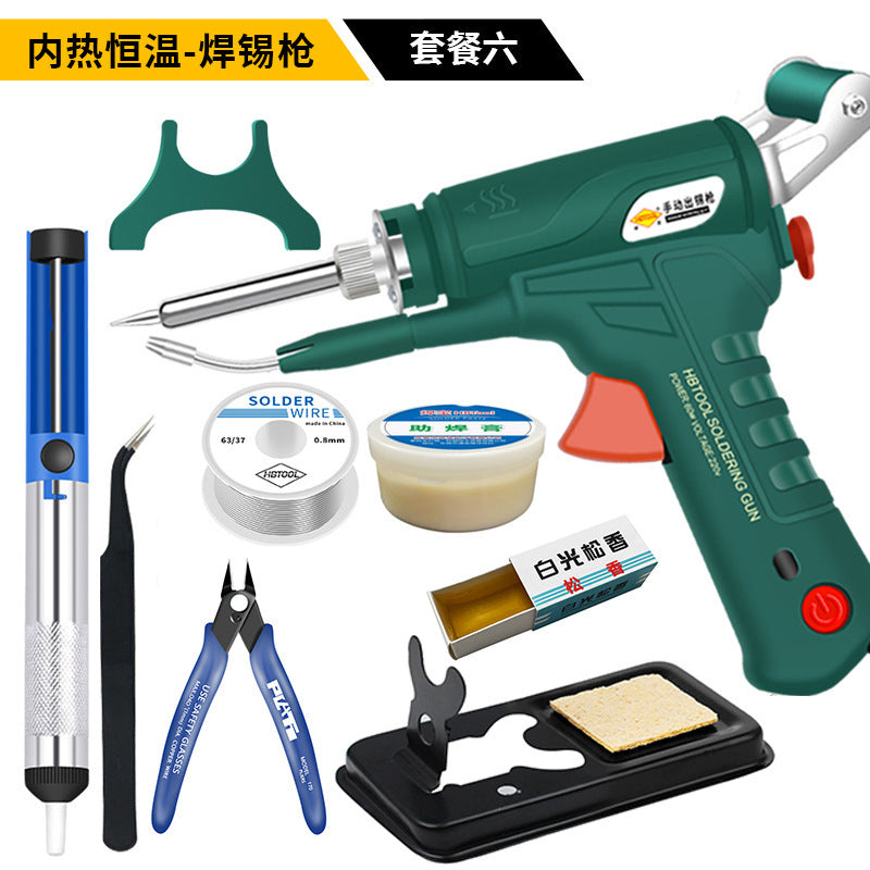Cross-border convenient solder gun inner heating manual tin feeding handheld set automatic 60W electric soldering iron temperature regulation