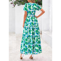 european and american retro floral short-sleeve v-neck dress - women's  summer new arrival a-line flowy vacation dress