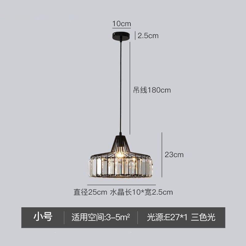 Modern minimalist bedroom bedside pendant light, simple bar counter entryway lighting, single-head suspension crystal chandelier