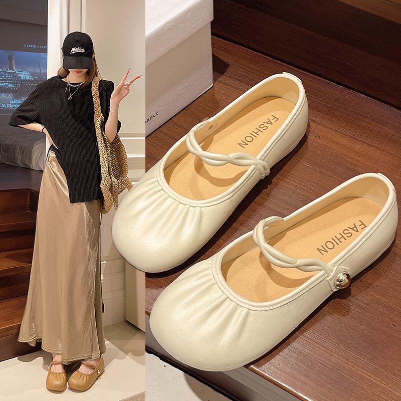 2025 new mary jane flats - slip-on, flat, ruched, single strap, low-cut, soft & chic, fashionable & versatile