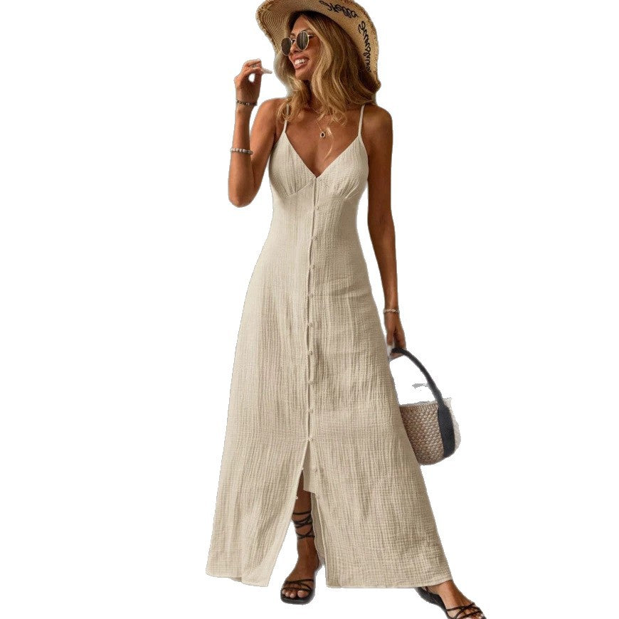 european and american cross-border new summer women's sleeveless vacation style maxi dress