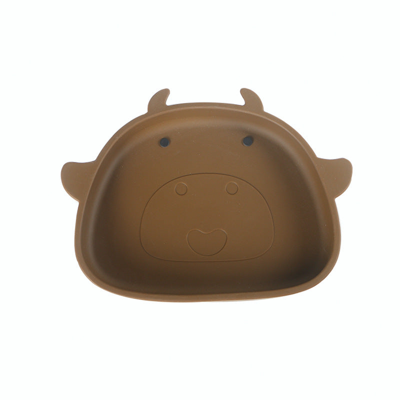 Amazon cartoon silicone plate kids food bowl suction bowl baby feeding utensils baby food suction plate drop-proof