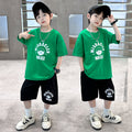 summer boys' short-sleeve t-shirt and shorts set - new stylish kids' tee for students, trendy tops for older boys