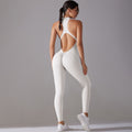 pure color high-strength tight-fitting naked sports beautiful back long one-piece yoga clothes running fitness jumpsuit for women