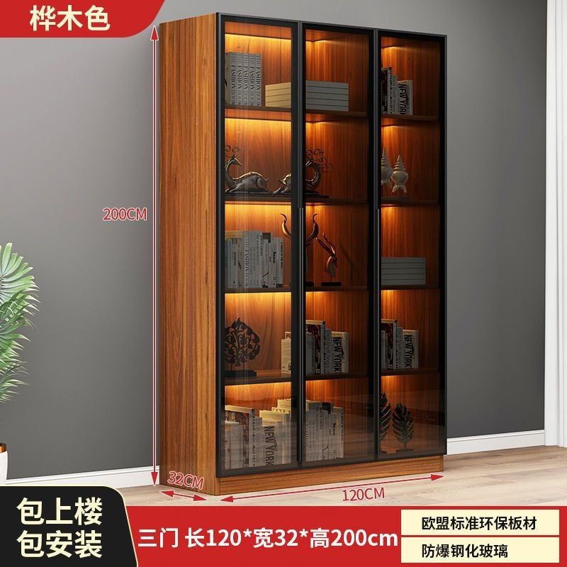 Casual glass door bookcase combination floor-standing display cabinet accessible luxury living room figure gundam storage wine cabinet