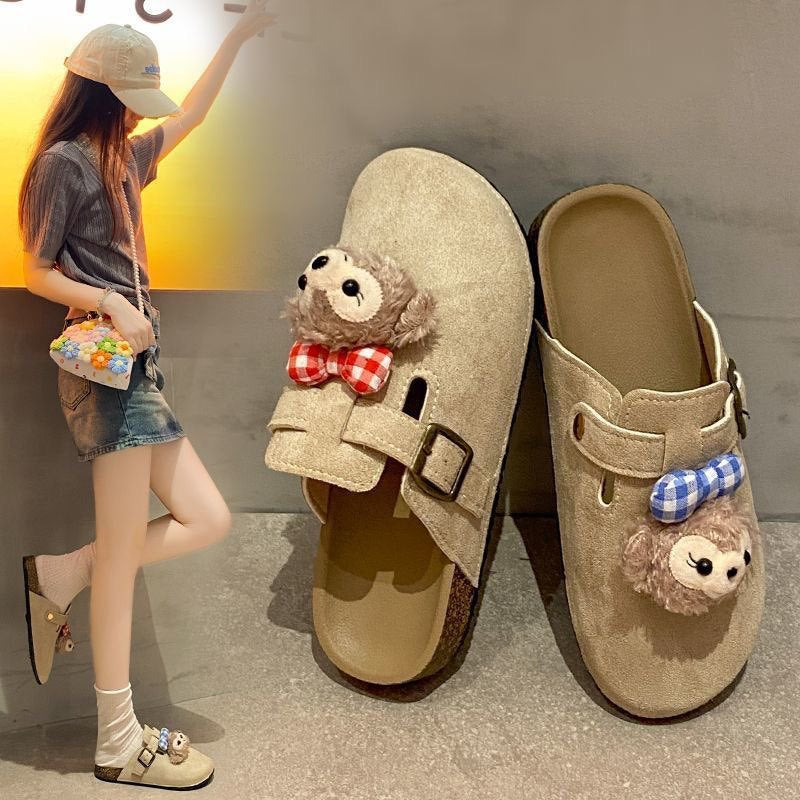 Cartoon cute birkenstock shoes for women new arrivalfashioncasualeasiest for matchsoft bottomnon-slipthick sole lazy half slippers for women outwear