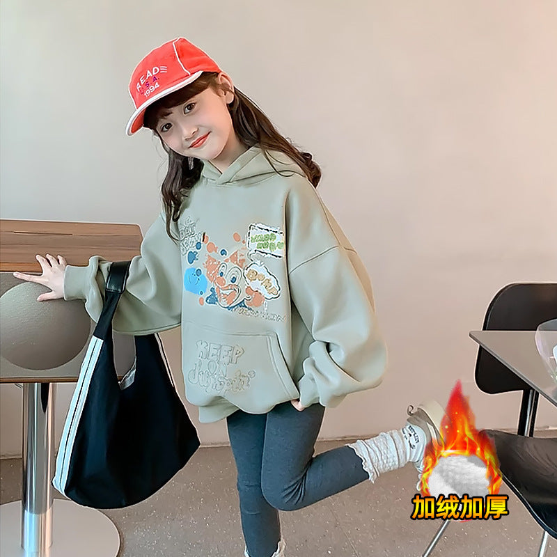Girls' hooded sweatshirt - new autumn  collection - stylish & casual fleece-lined top for kids & teens - autumn/winter