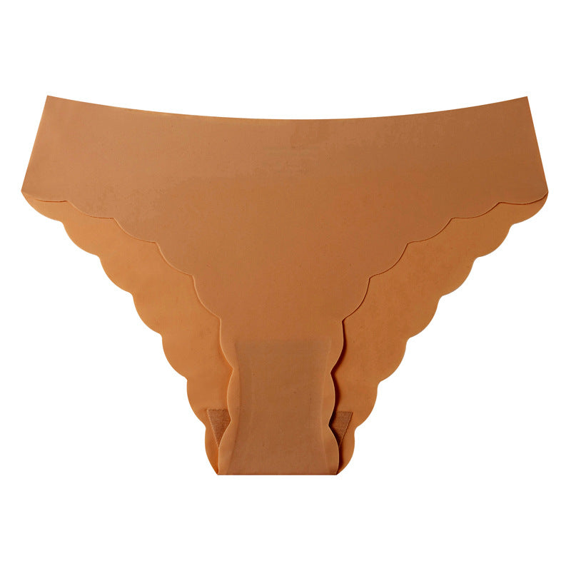 export plus size panties, wavy edge low-rise breathable nylon briefs, ice silk invisible seamless women's underwear