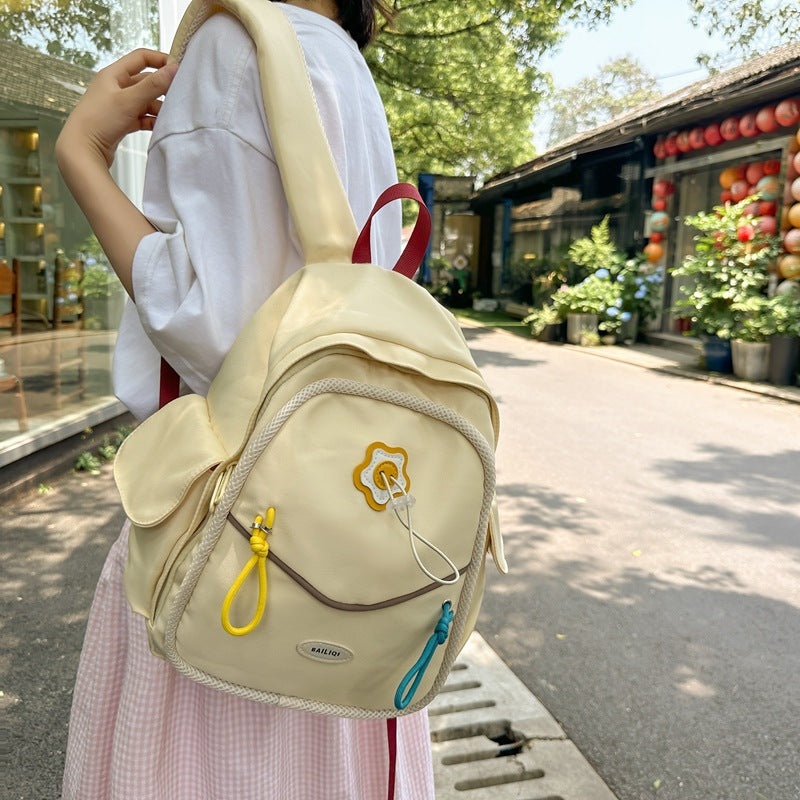 Sweet style small backpack - japanese style junior high, high school, and college student fashion trendy minimalist double shoulder backpack - women's travel bag