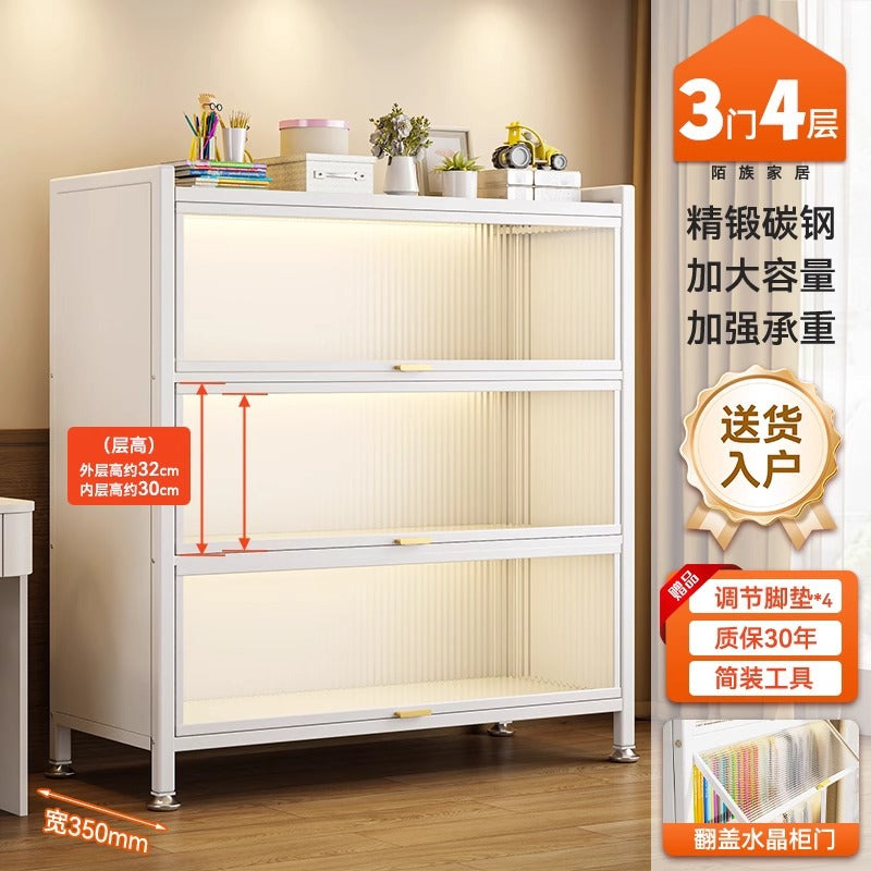 Steel dust-proof bookcase for home door multi-layer entrance cabinet large-capacity storage cabinet entrance flip-up door multi-layer storage