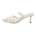 plus sizefashionfashion style high-heeled toe slippers mesh lace pointed toe easiest for matchoutwear stiletto slippers