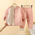Kids school uniform handy gadgetfall and winternew arrival three-layer quilted cotton boys' cotton coat fleece-linedthickened inner layer girl's cotton jacket type a