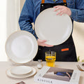 Minimalist creative stroked ceramic dinner plate - commercial western food flat plate for restaurant steak, pasta, and dessert service