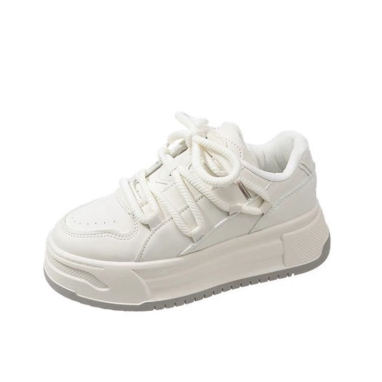 Niche stylecasual sneakers for women 2026new arrivalspringthick solejapanese style white shoespreppy style breathable sneakers