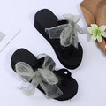 Ready-to-ship wish 2024 summer new european and american style foreign trade bowknot platform flat wide band beach sandals and slippers