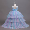 European and american style cross-border formal dresses for special occasions, runway fashion, girls' princess dresses, rainbow gradient mesh train