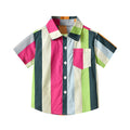 Korean style children's short-sleeve shirt, kids' fashion clothing, boys' top, striped casual boy's shirt