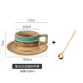Vintage stoneware underglaze coffee cup and saucer set - ceramic drinking cup - office milk tea cup - high-style terracotta tea cup