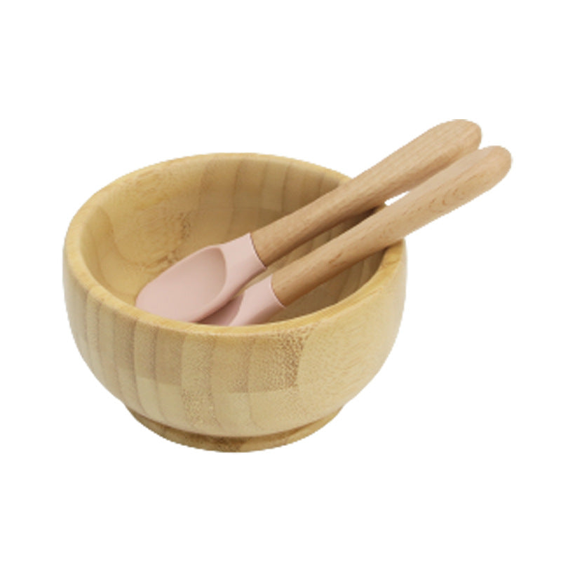 Customized children's tableware set, food-grade silicone bowl, children's complementary food plate, bib, spoon and fork, silicone tableware set