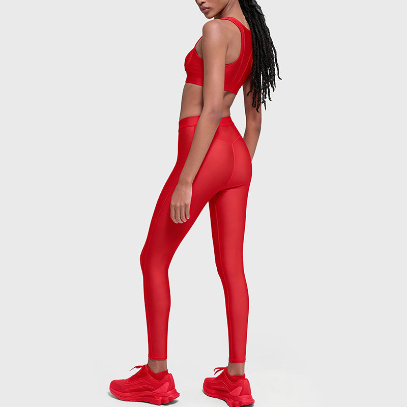 new arrival yoga clothes high waist hip lift tummy control slimming look sling beautiful back running sports intimates bra suit for women