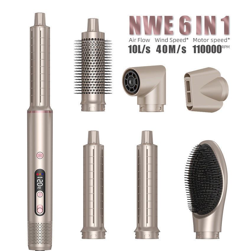 Cross-border high-speed hot air comb 6-in-1 automatic curling iron hair straightener comb hair dryer multi-functional hair dryer comb set