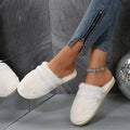 2024 fuzzy slippers for women, winter home wear, warm, street vendor style, "stomping on shit" comfort, rhinestone couple's home cotton slippers, women's outdoor wear