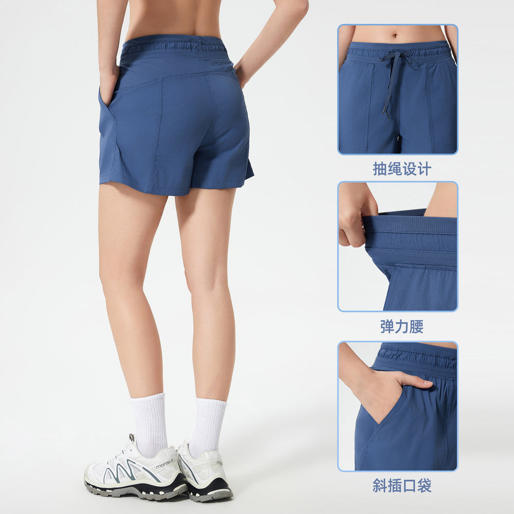 Summernew arrivalcasual sports shorts for women loose ice-feeling breathable waistband drawstring fitness yoga shorts dss069
