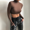 European and american style women's base layer top,  fall/winter new arrival, long sleeve turtleneck cropped sexy slim-fit undershirt
